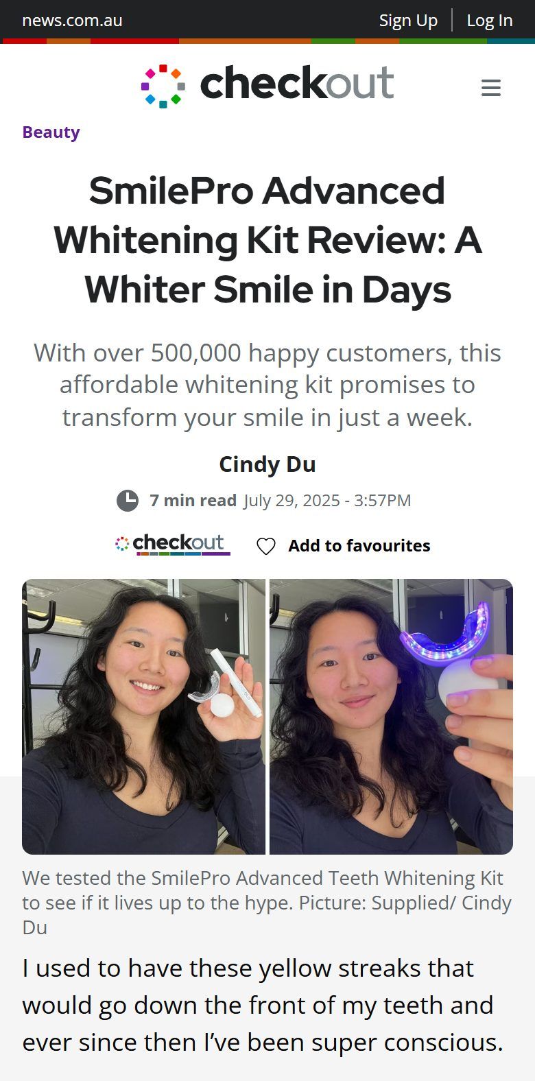 news.com.au: SmilePro Advanced Whitening Kit review: a whiter smile in days